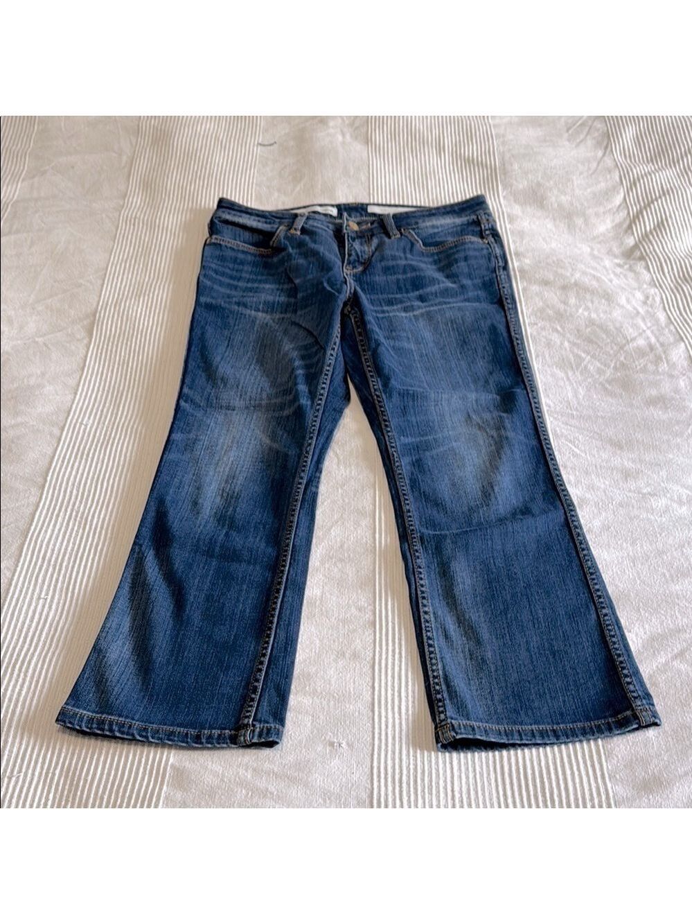 Anthropologie Pilcro and The Letterpress Blue Cropped Flare Stet Jeans Size 28